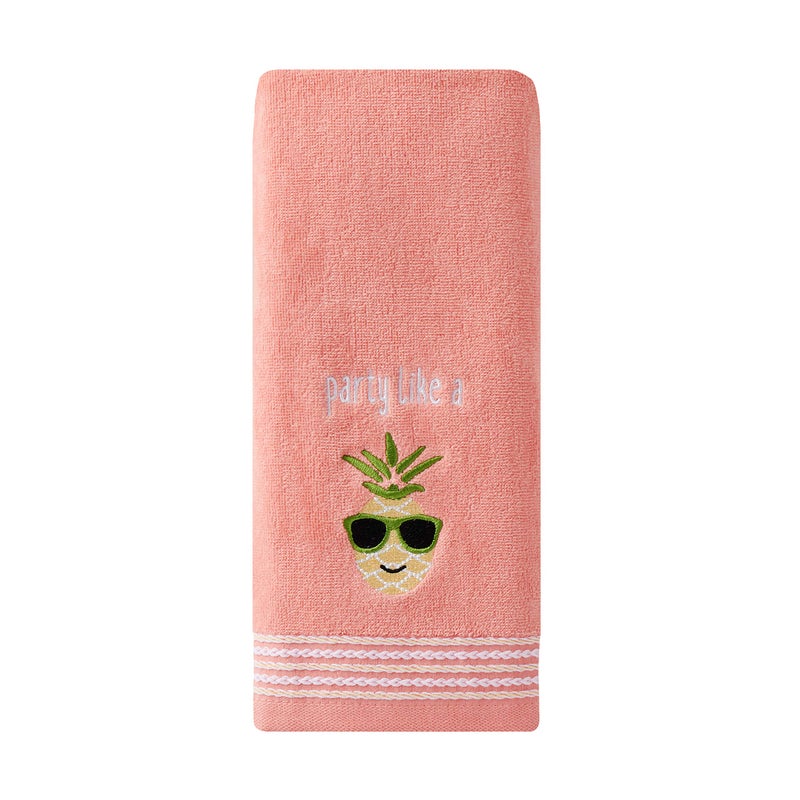 SKL HOME by Saturday Knight Ltd. Party Pineapple 2 Pc Hand Towel Set, Coral Pink - Image 2